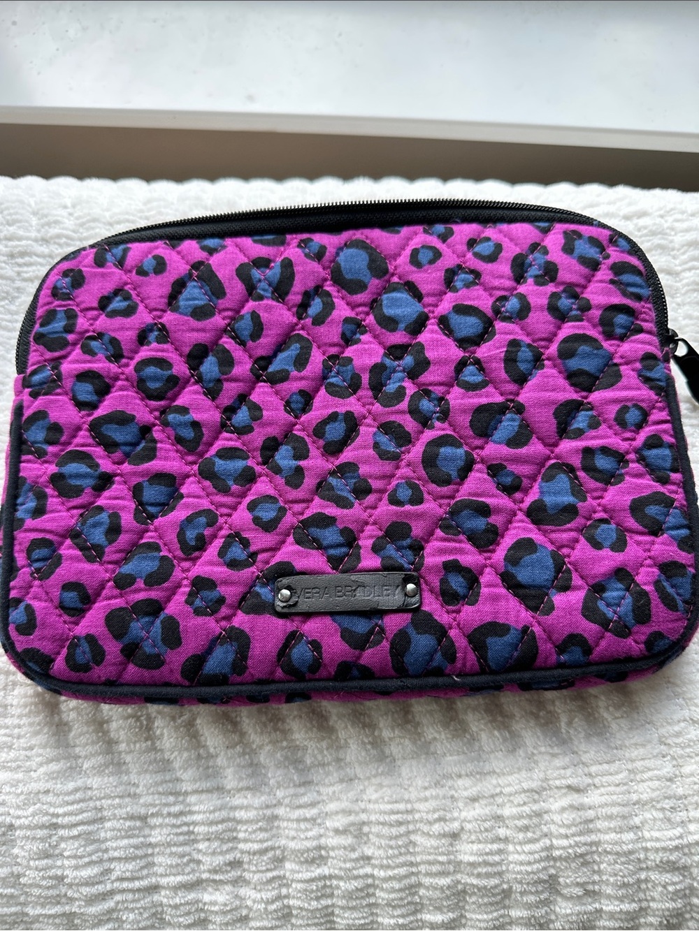 Vera Bradley Pink & Navy Quilted Leopard Cosmetic Pouch